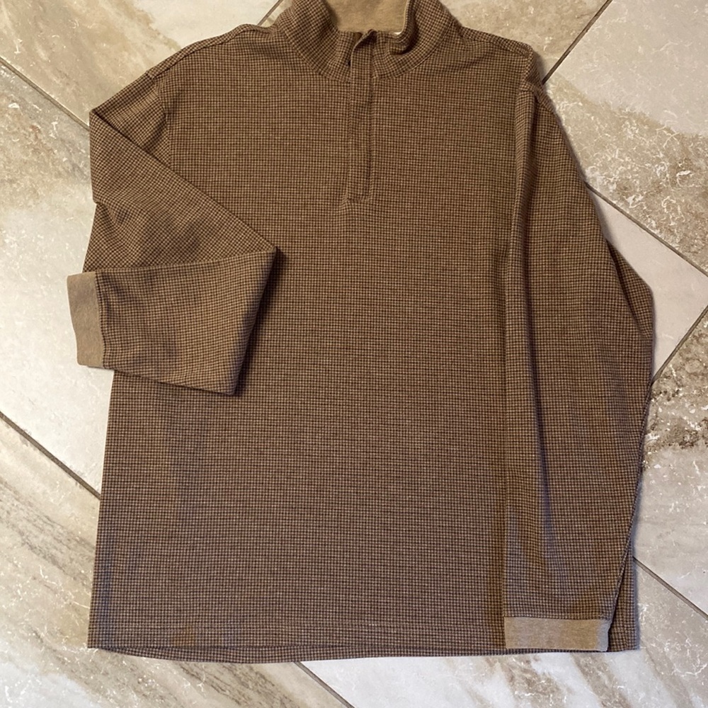 Men size large brown zip neck lightweight sweater